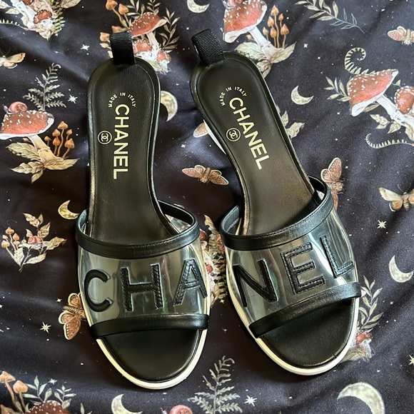 Chanel PVC CHANEL LOGO SS2019 slide slipper sandals size 36 6 AUTHENTIC - Picture 5 of 13